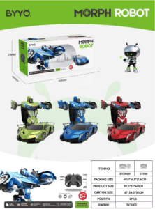 BYYO Morph Robot Gesture & Remote Control Transform RC Car with LED Light Music Kids Toy Age 6+