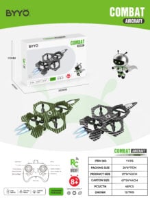 BYYO YX115 RC Combat Aircraft, 2.4G Remote Control Fighter Jet Drone Toy with LED Light, One Key Return Stunt Quadcopter for Kids Age 8+